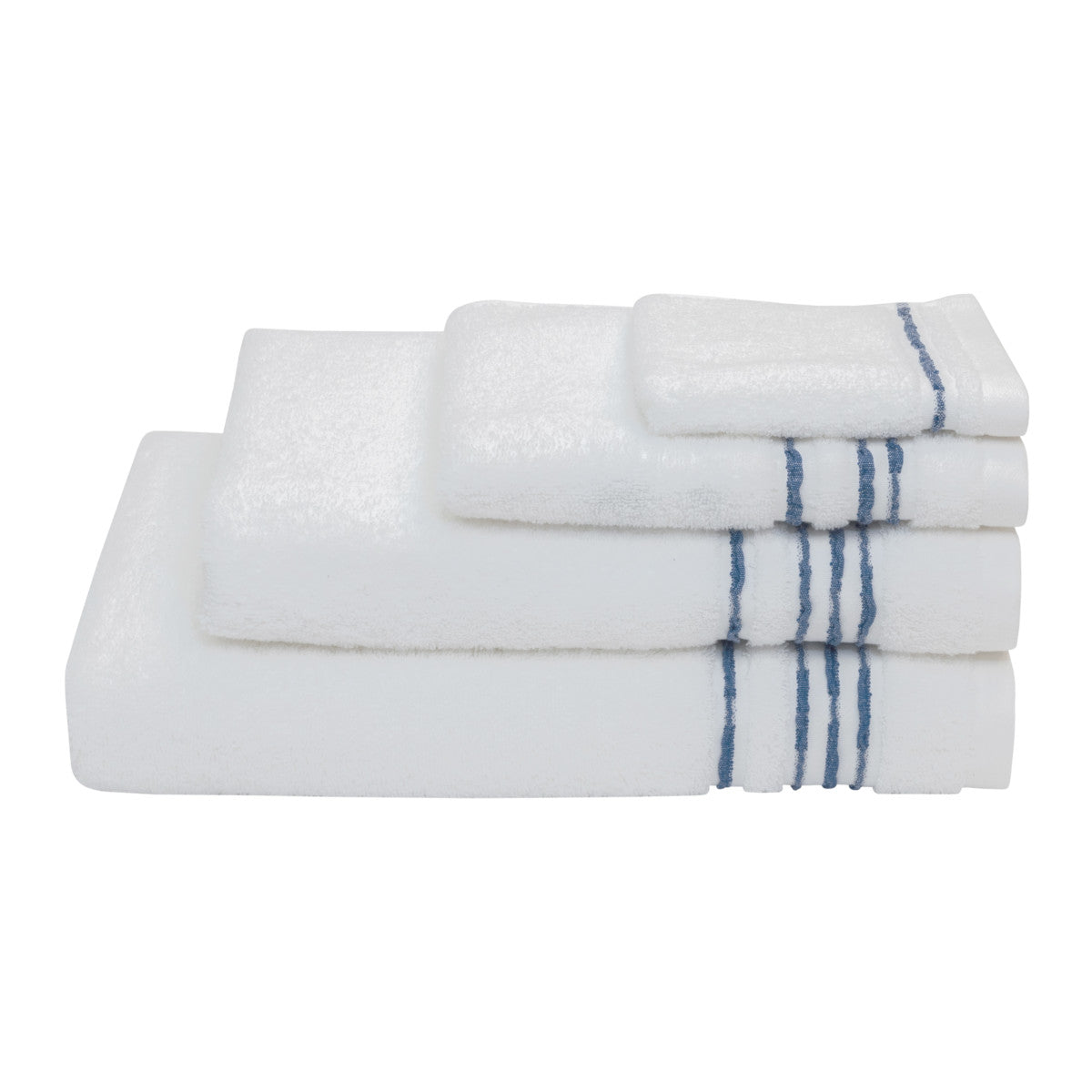 Ruffle Trim 3 Piece White Linen Towel Set